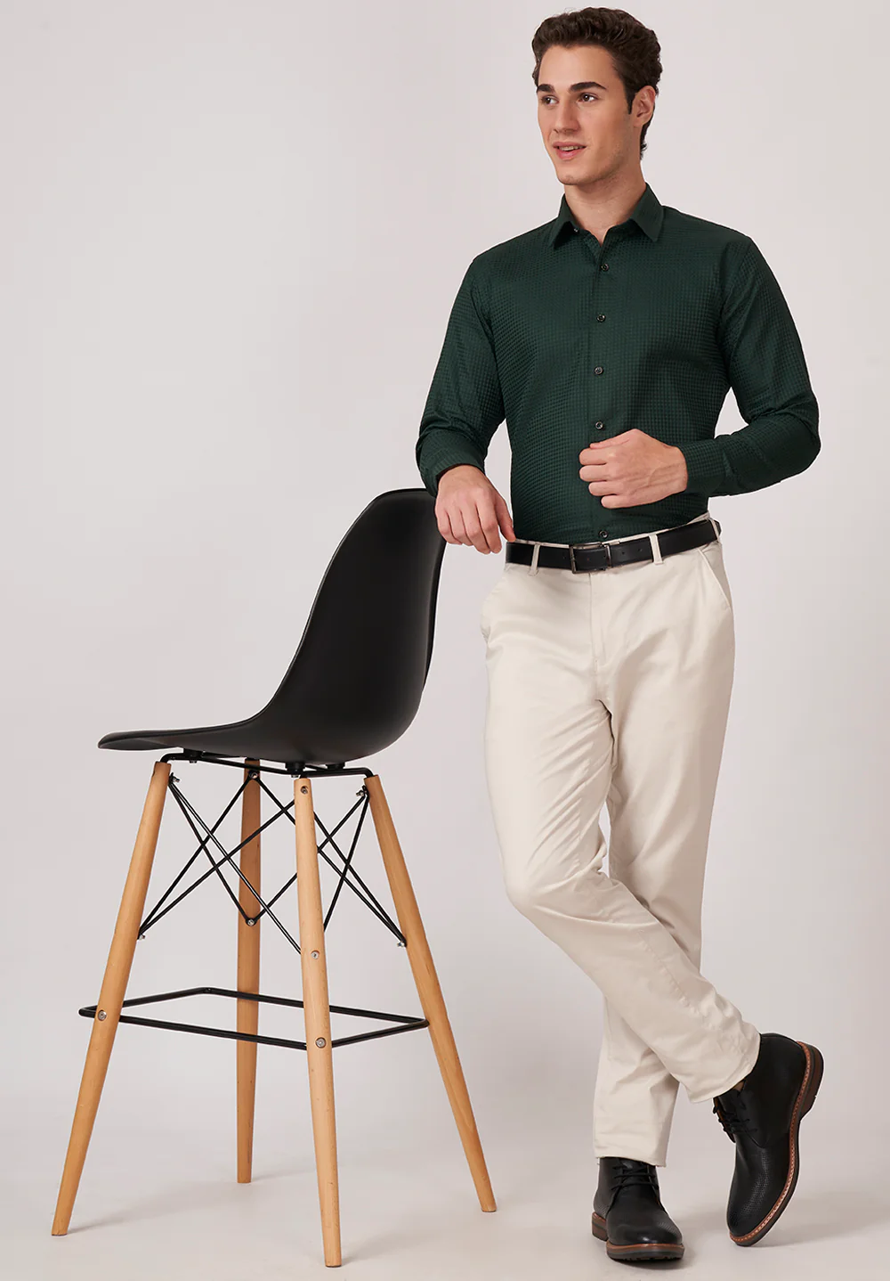Men Green Slim Fit Formal Shirt - Image 4