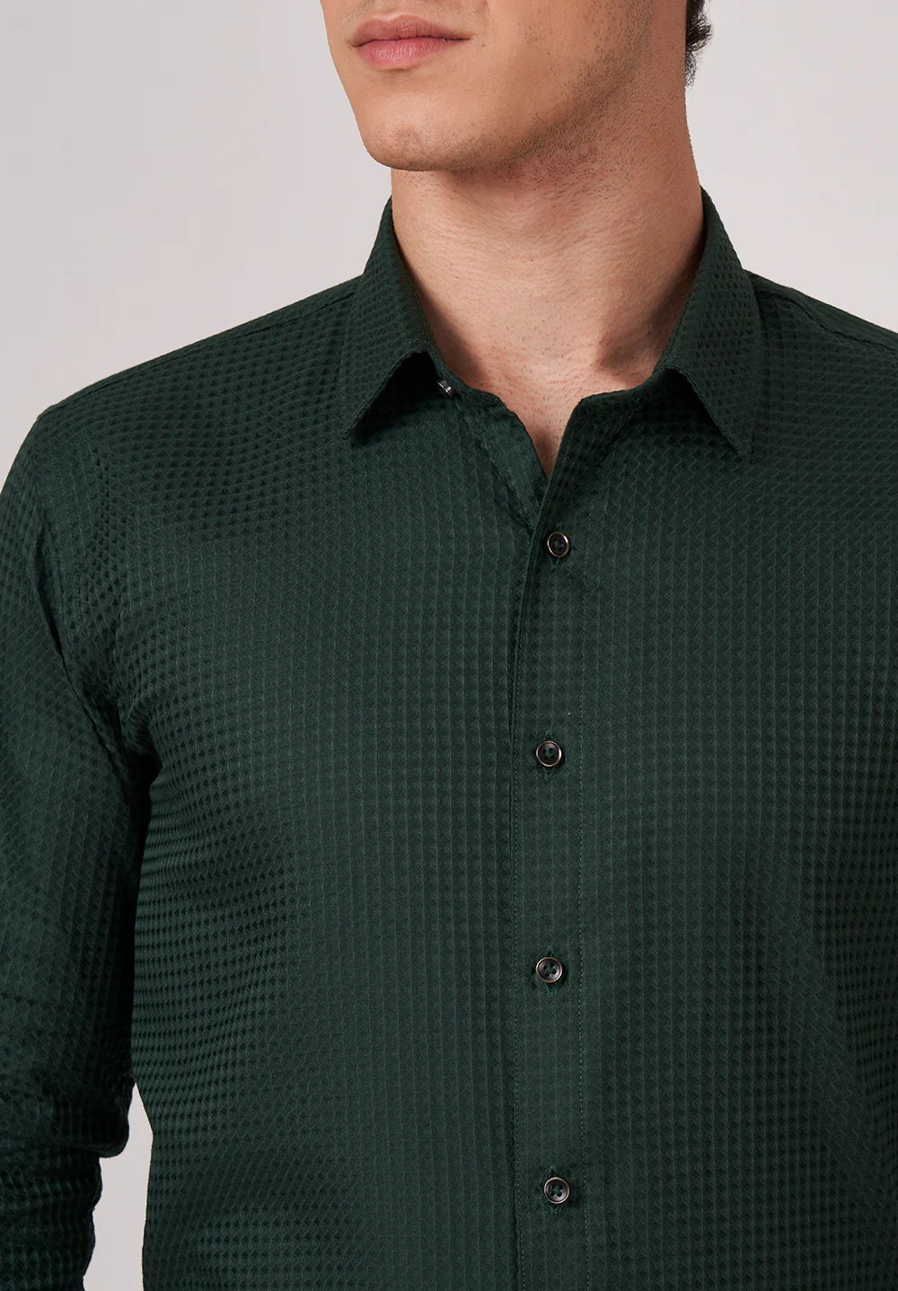 Men Green Slim Fit Formal Shirt - Image 5