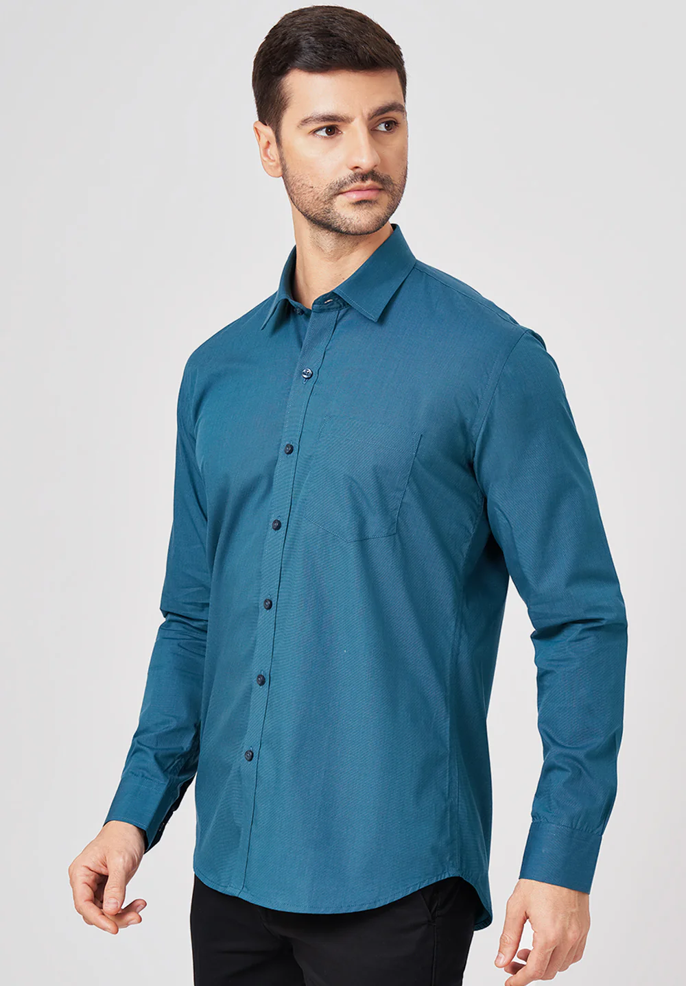 Men Green Slim Fit Formal Shirt - Image 2