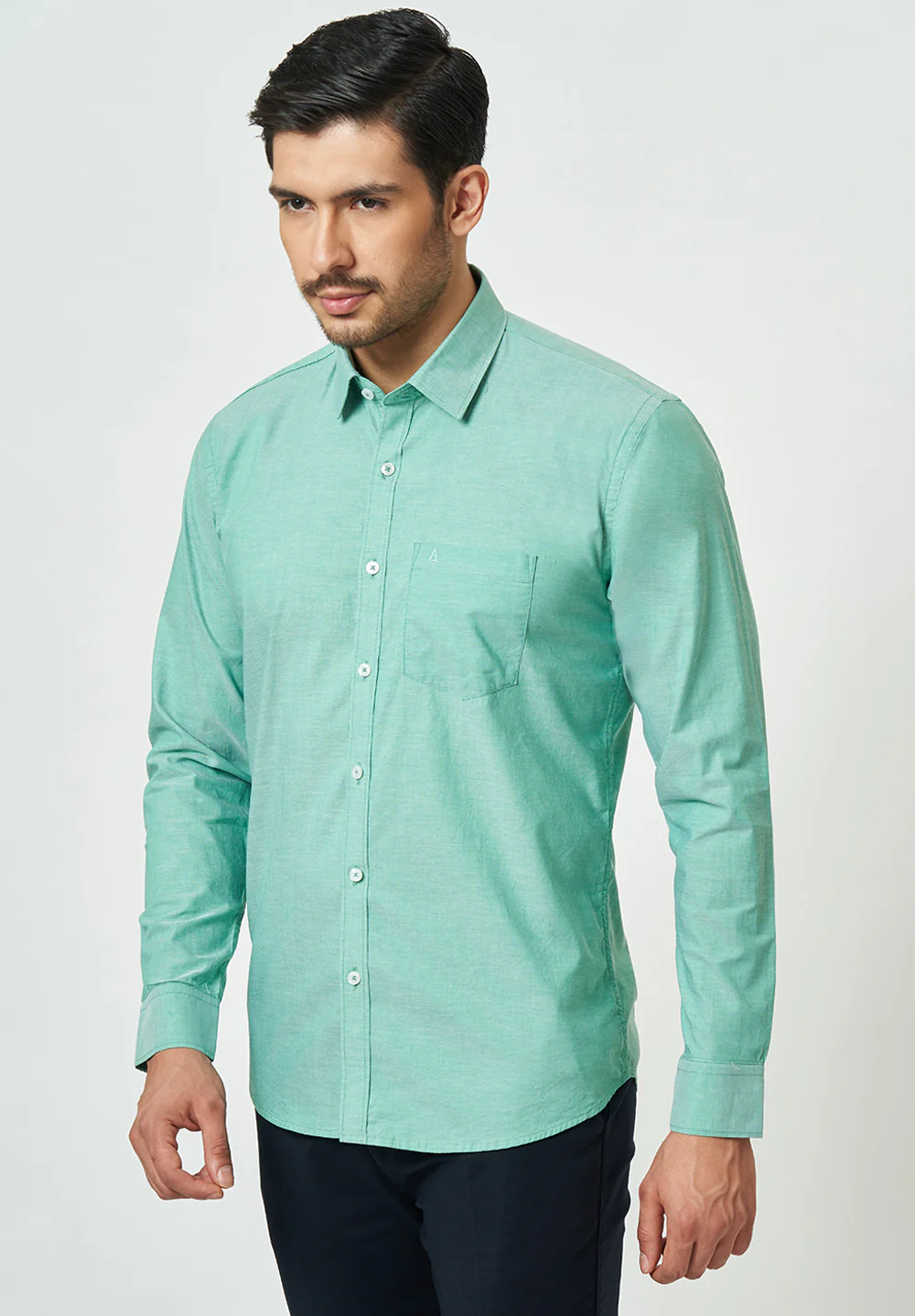 Men Green Slim Fit Formal Shirt - Image 2
