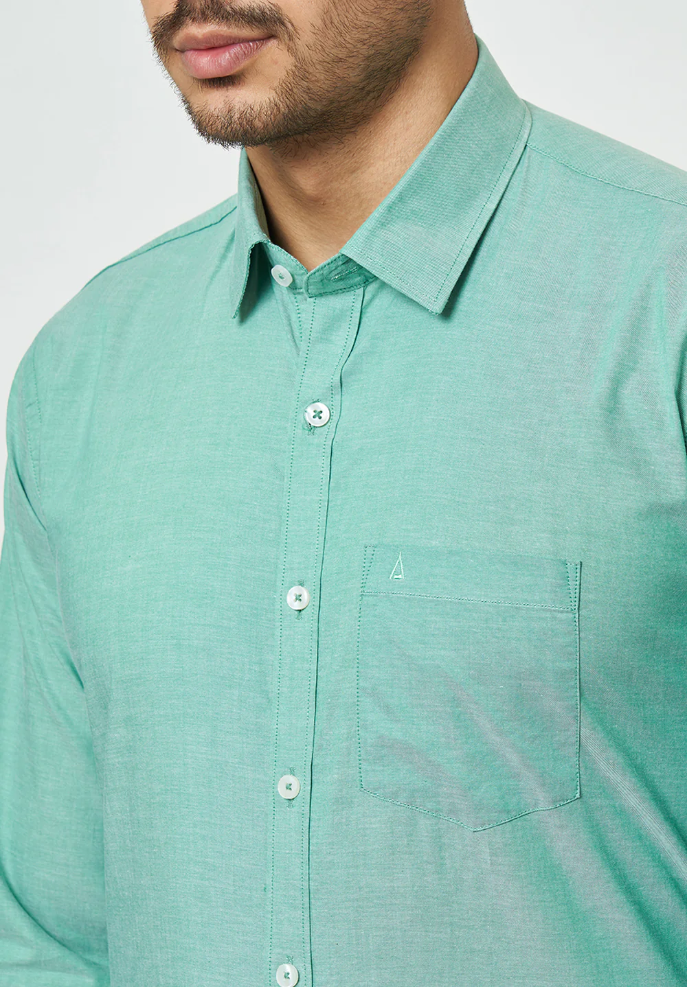 Men Green Slim Fit Formal Shirt - Image 4