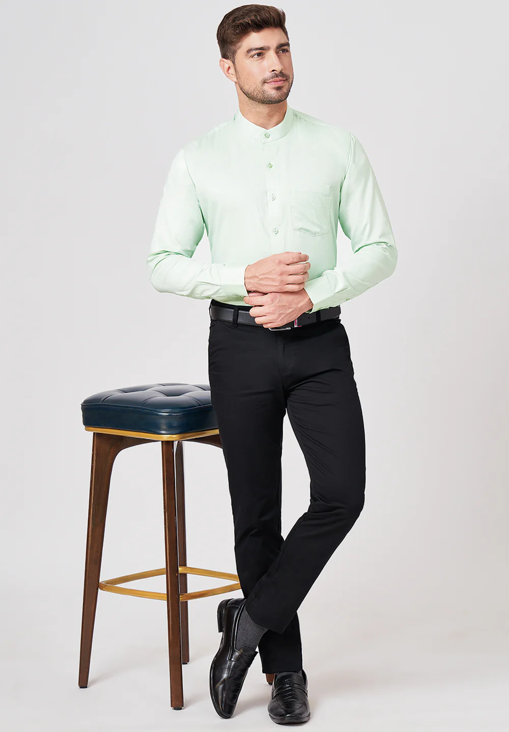 Men Green Slim Fit Formal Shirt - Image 5
