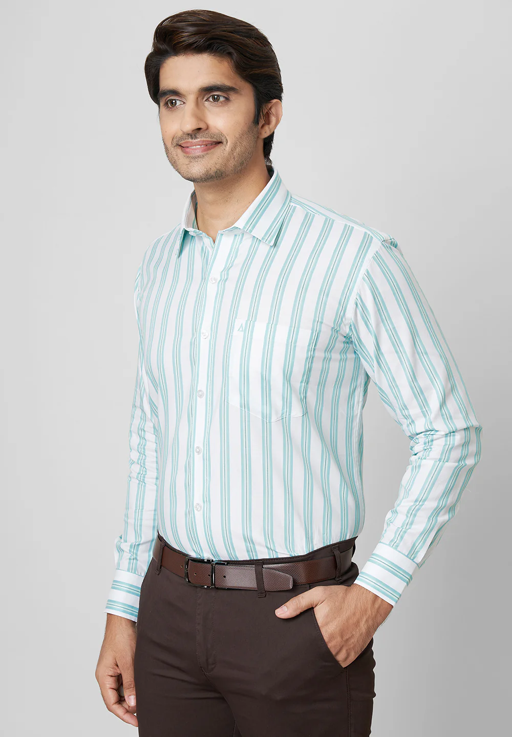 Men Green Regular Fit Formal Shirt - Image 4
