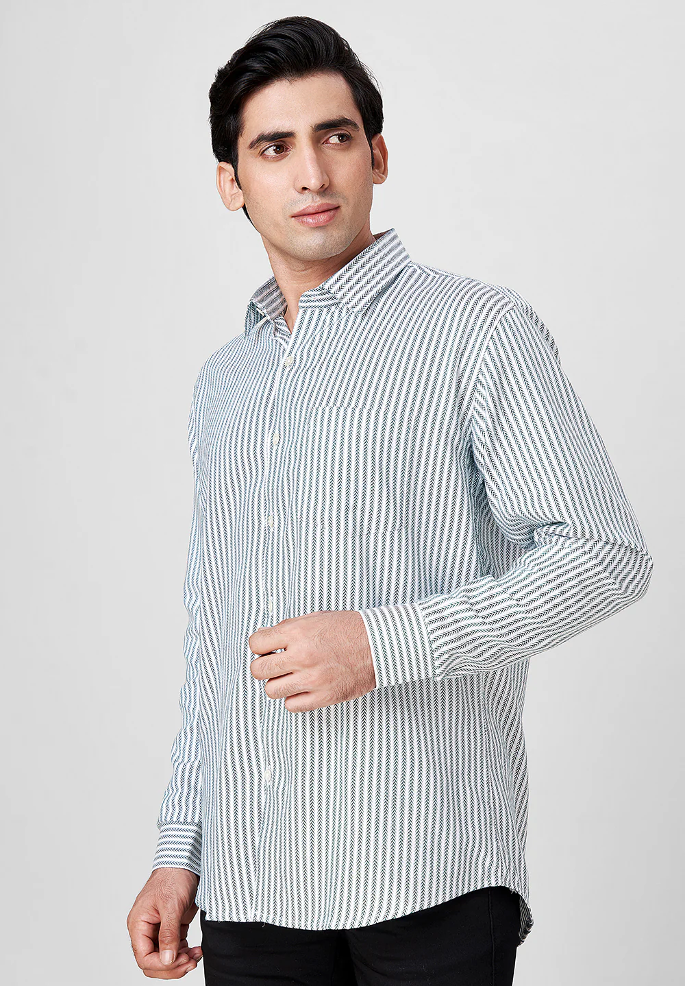 Men Green Slim Fit Formal Shirt - Image 4
