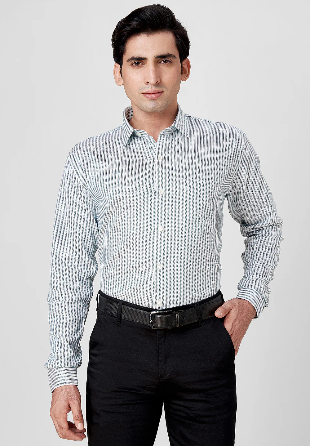 Men Green Slim Fit Formal Shirt - Image 5