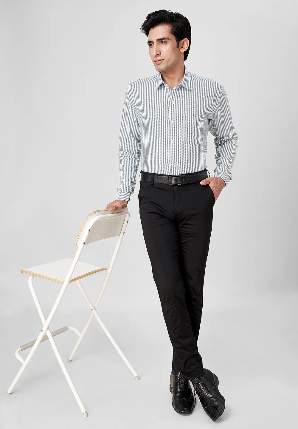 Men Green Slim Fit Formal Shirt - Image 6