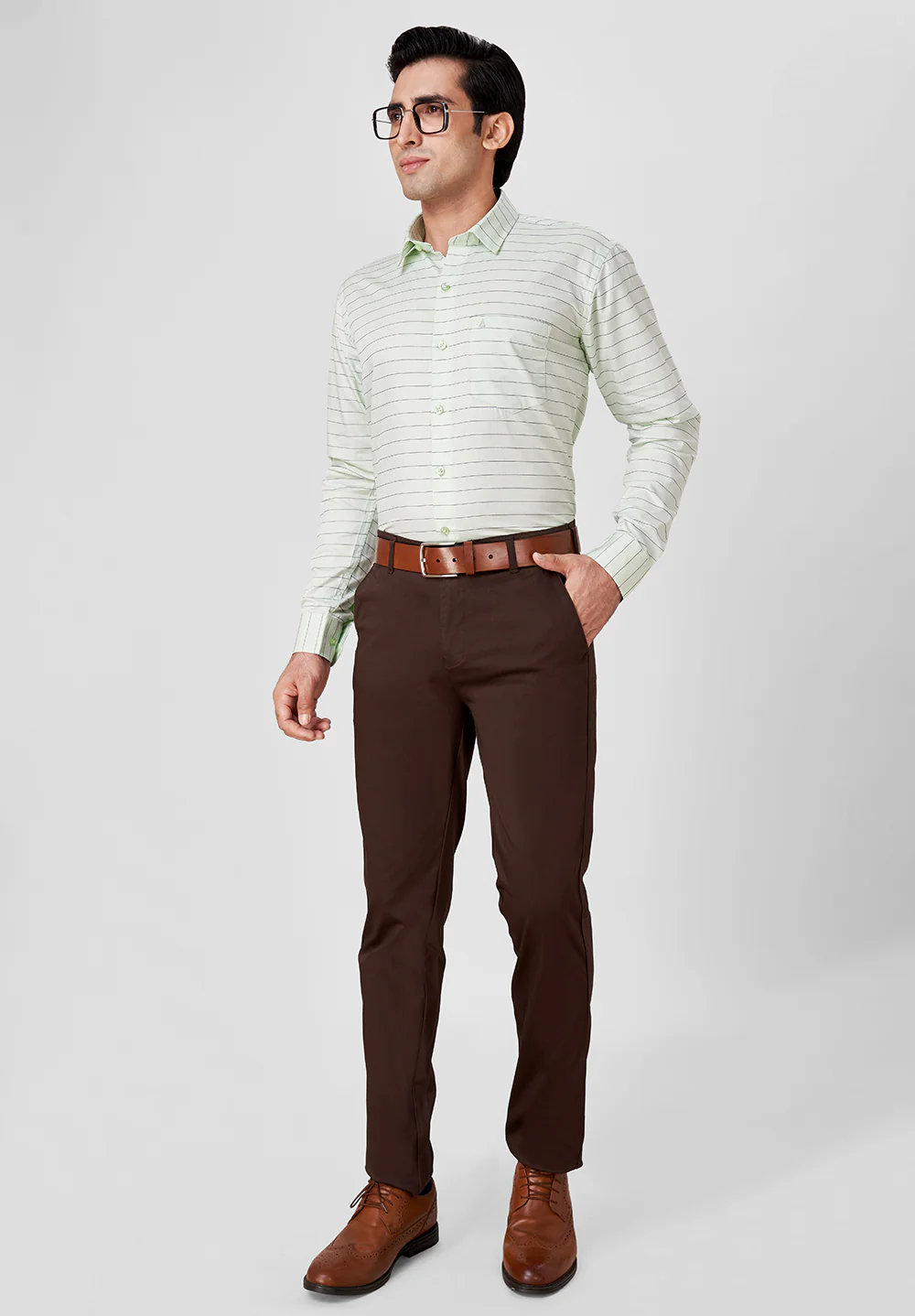 Men Green Slim Fit Formal Shirt - Image 5