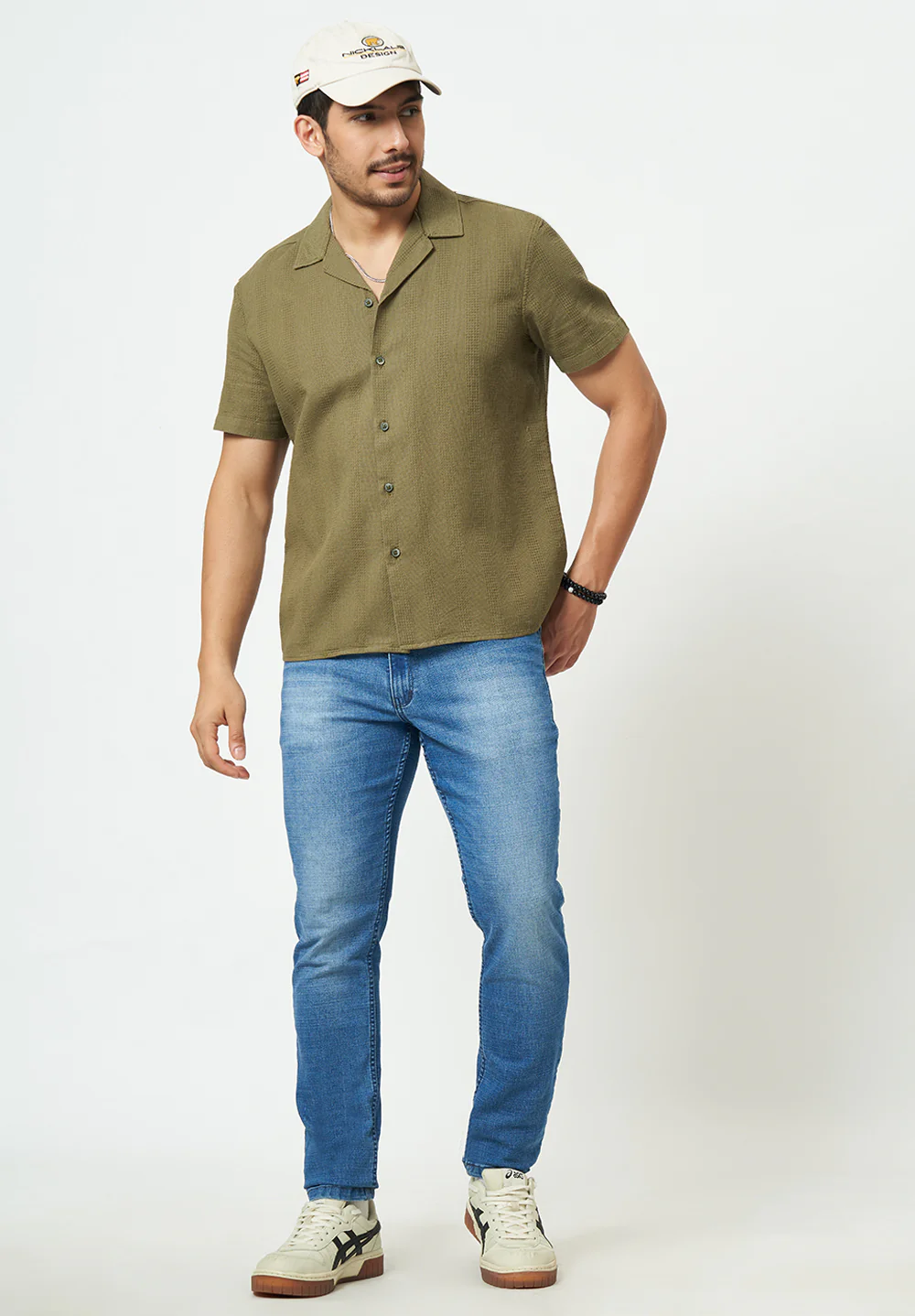 Men Green Textured Casual Shirt - Image 4