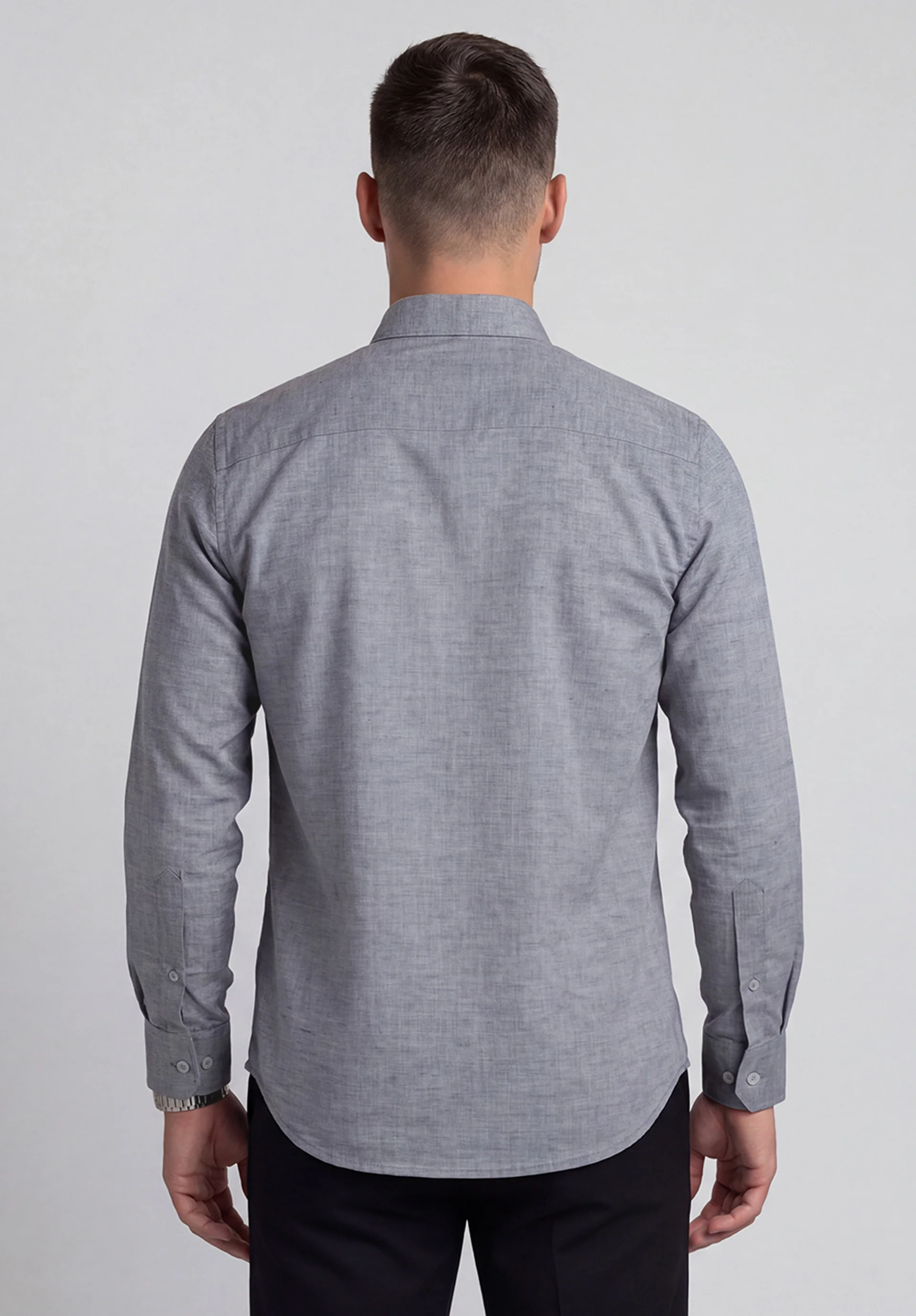 Men Grey Slim Fit Formal Shirt - Image 5