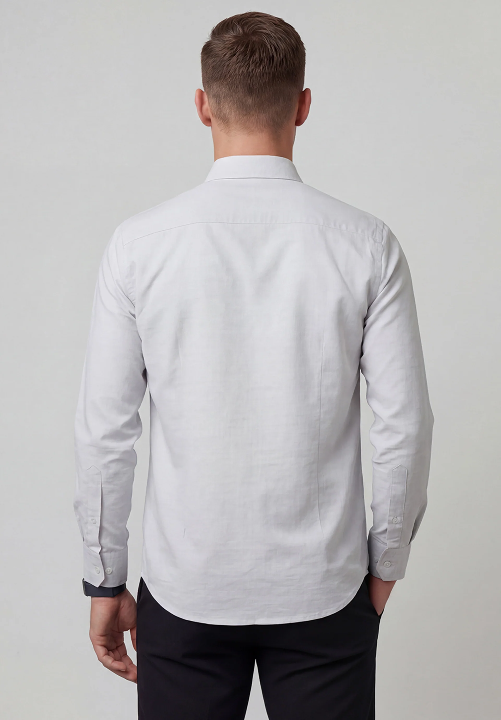 Men Grey Slim Fit Formal Shirt - Image 5