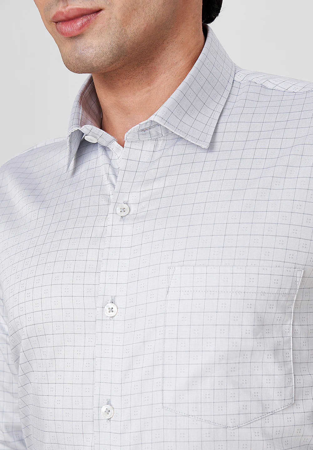 Men Grey Slim Fit Formal Shirt - Image 3