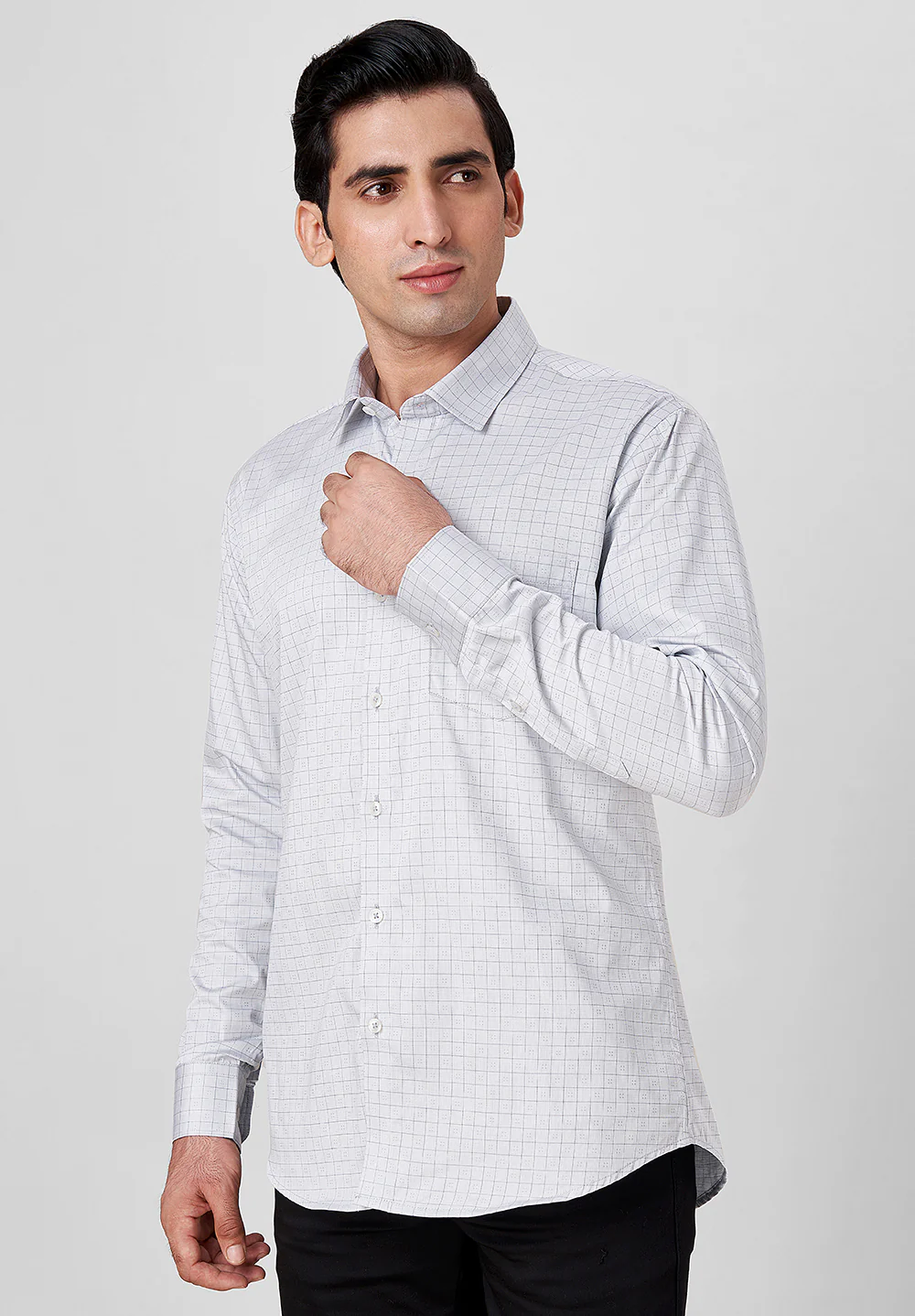 Men Grey Slim Fit Formal Shirt - Image 4