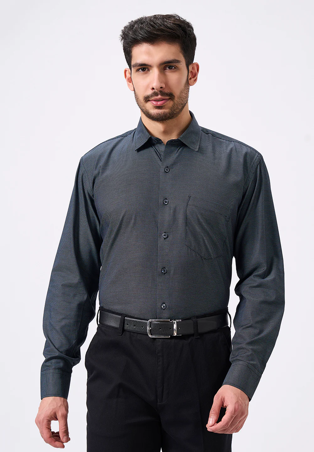 Men Grey Regular Fit Formal Shirt