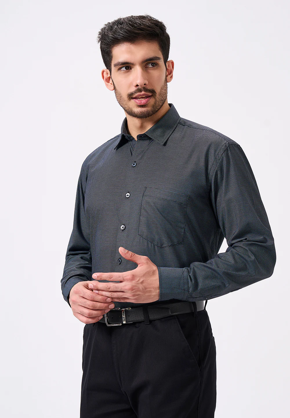 Men Grey Regular Fit Formal Shirt - Image 3