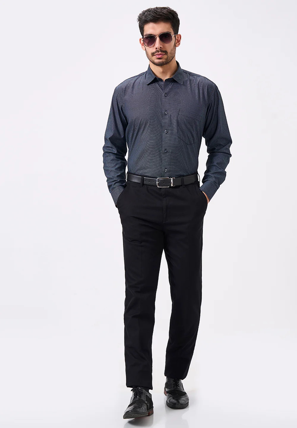 Men Grey Regular Fit Formal Shirt - Image 5