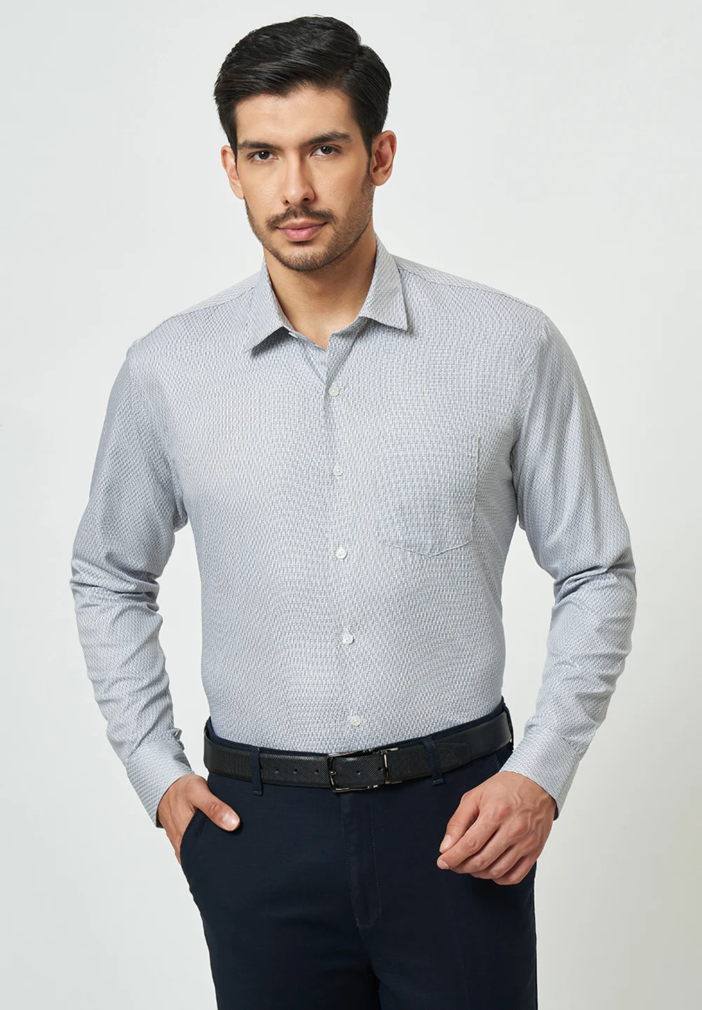 Men Grey Slim Fit Formal Shirt