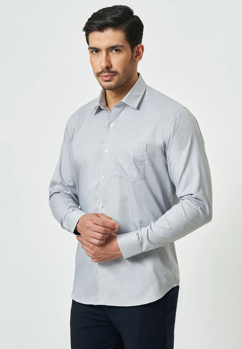 Men Grey Slim Fit Formal Shirt - Image 2