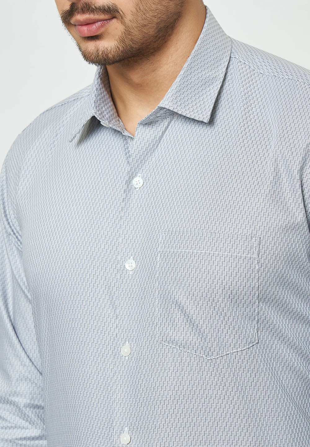 Men Grey Slim Fit Formal Shirt - Image 4