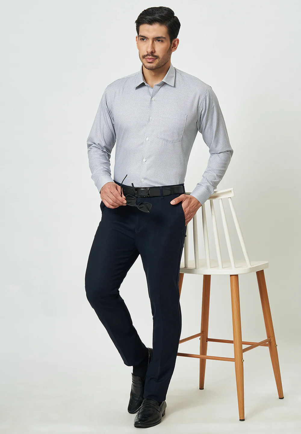 Men Grey Slim Fit Formal Shirt - Image 5