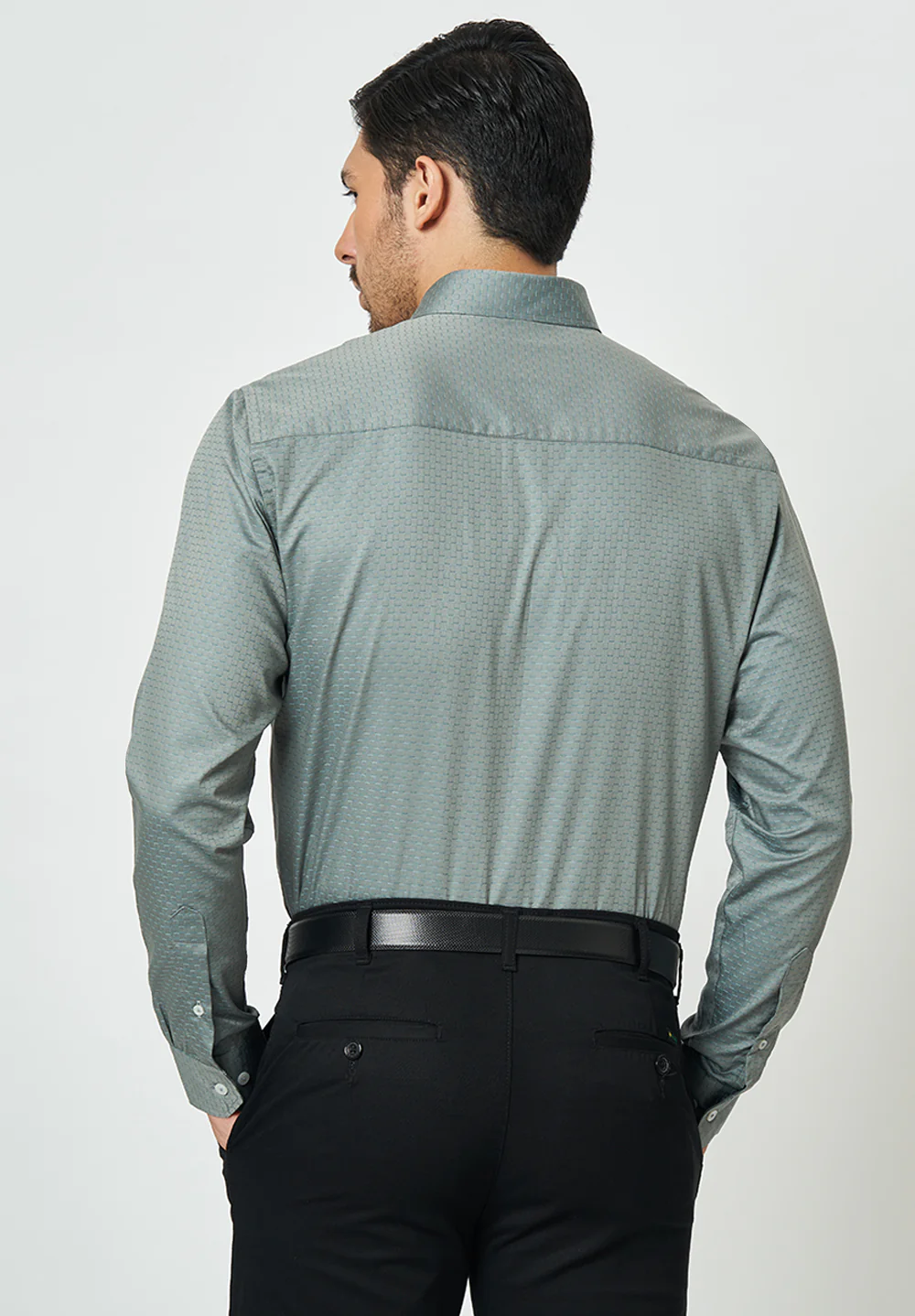 Men Grey Slim Fit Formal Shirt - Image 3