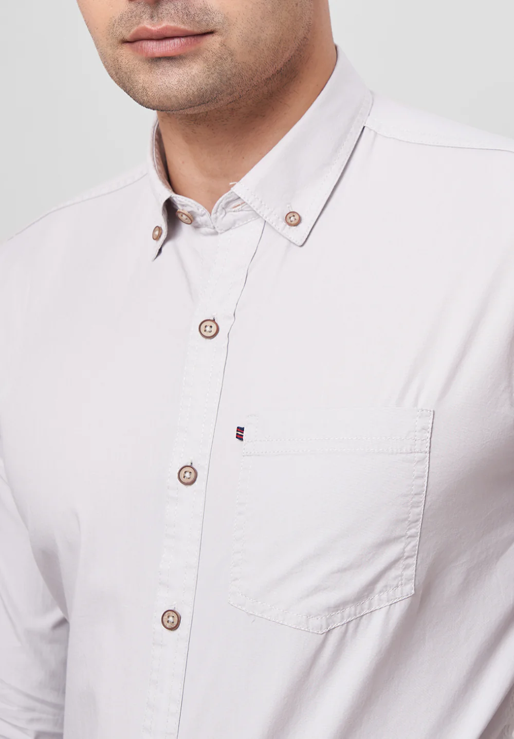 Men Grey Slim Fit Formal Shirt - Image 3