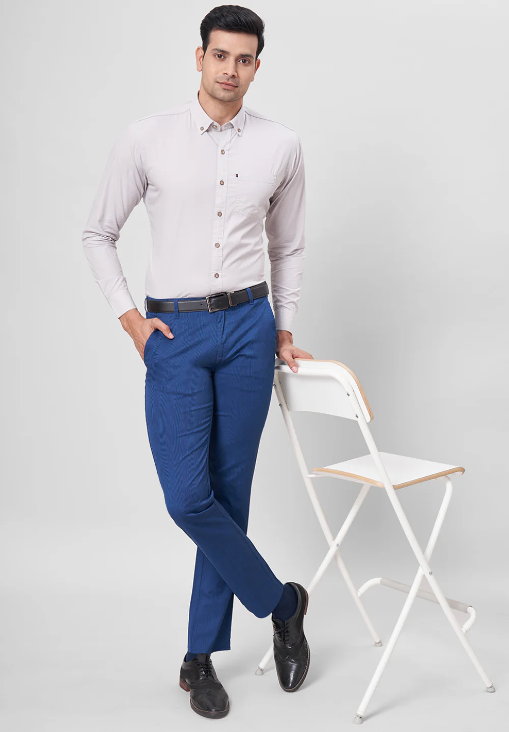Men Grey Slim Fit Formal Shirt - Image 4