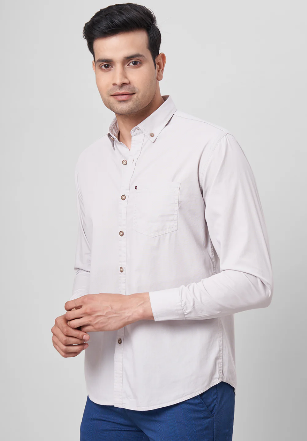 Men Grey Slim Fit Formal Shirt - Image 5
