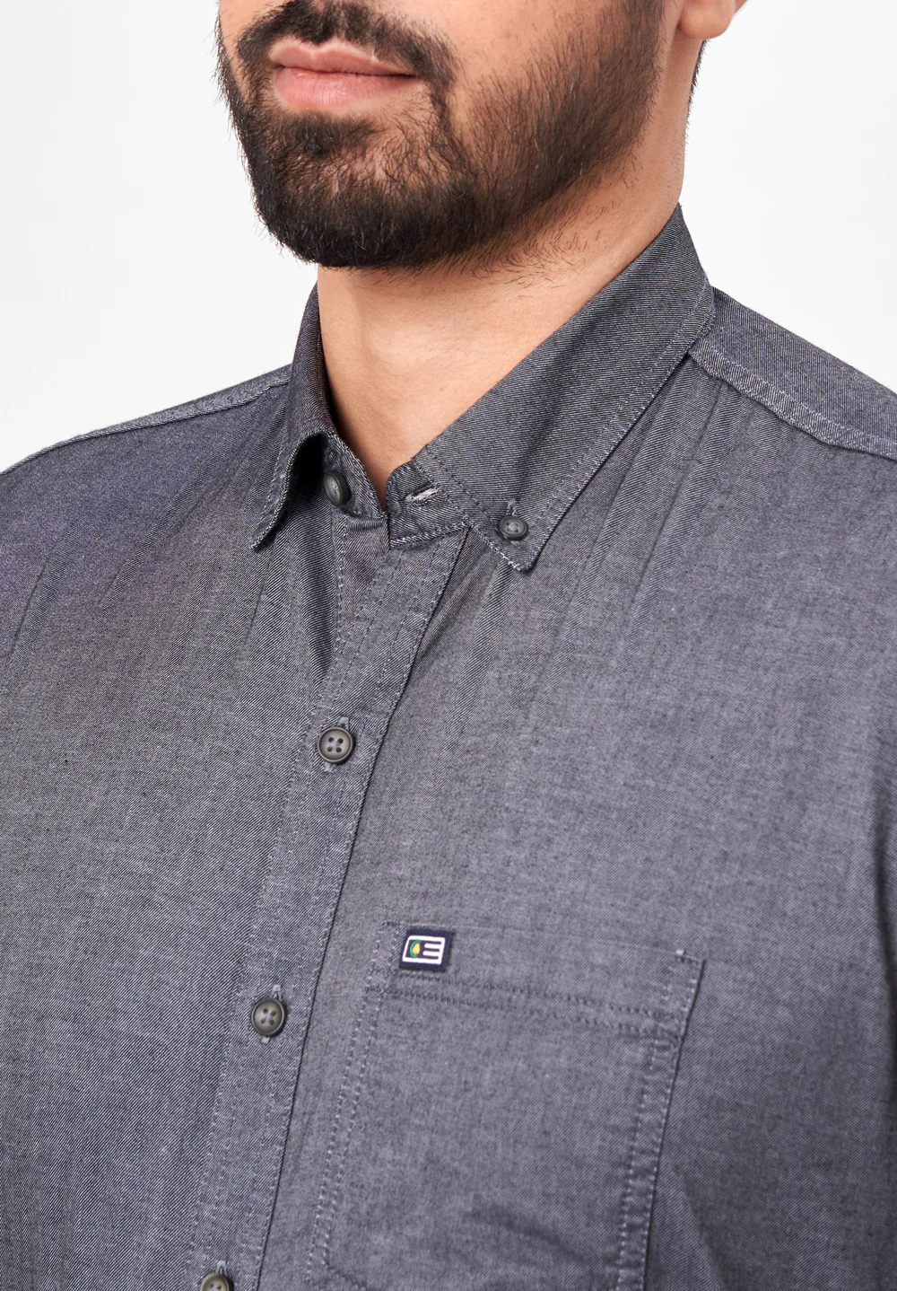 Men Grey Slim Fit Formal Shirt - Image 3