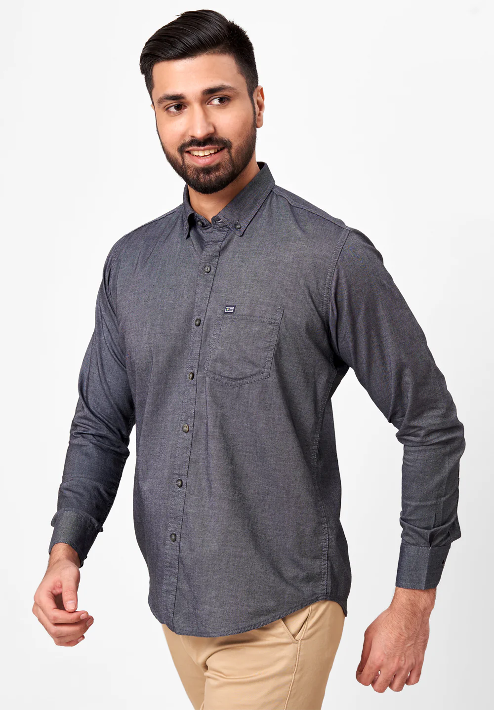 Men Grey Slim Fit Formal Shirt - Image 5