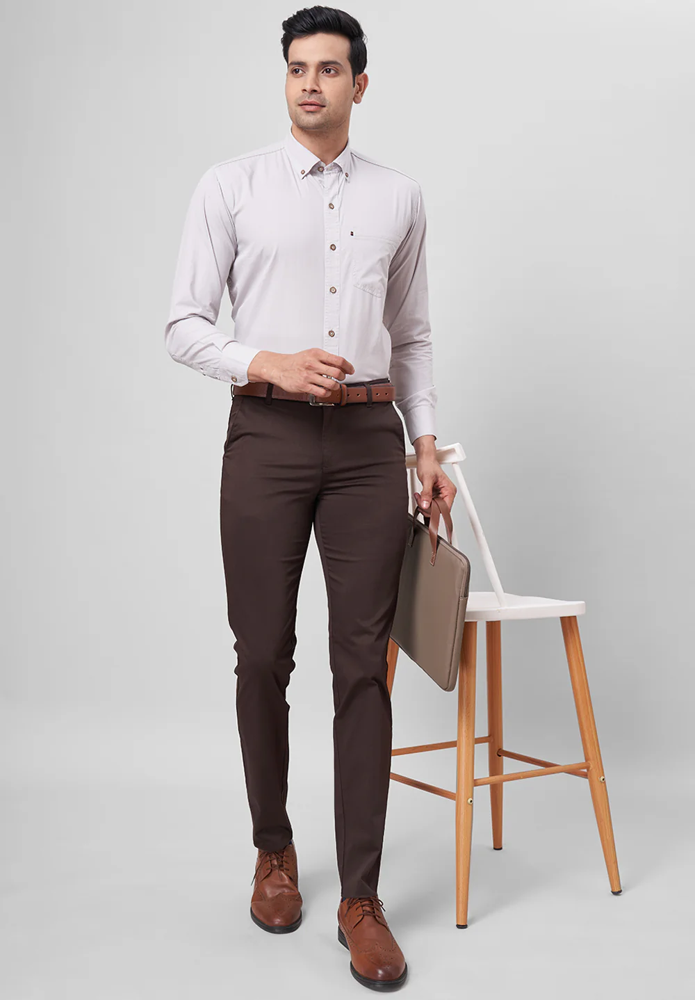Men Grey Smart Fit Formal Shirt - Image 5