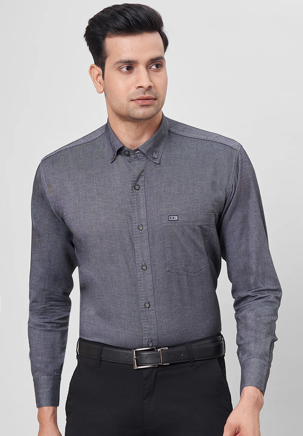 Men Grey Smart Fit Formal Shirt
