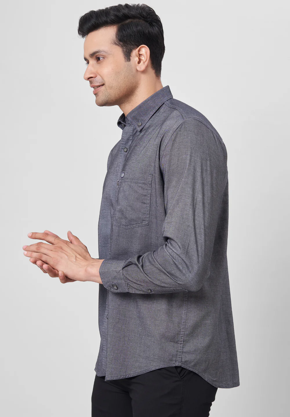 Men Grey Smart Fit Formal Shirt - Image 5