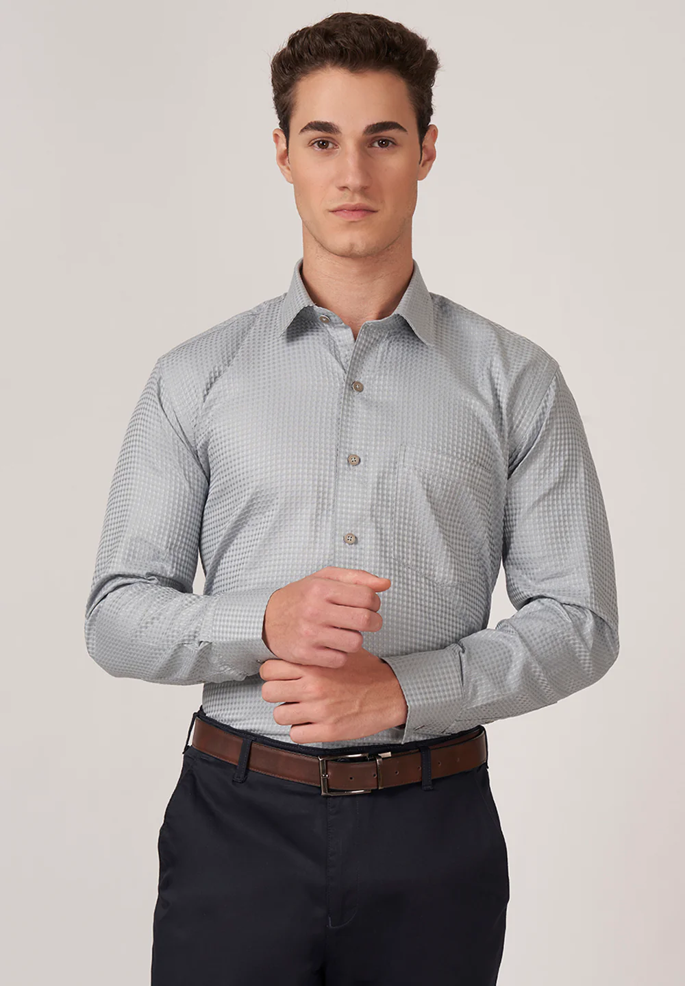 Men Grey Regular Fit Formal Shirt