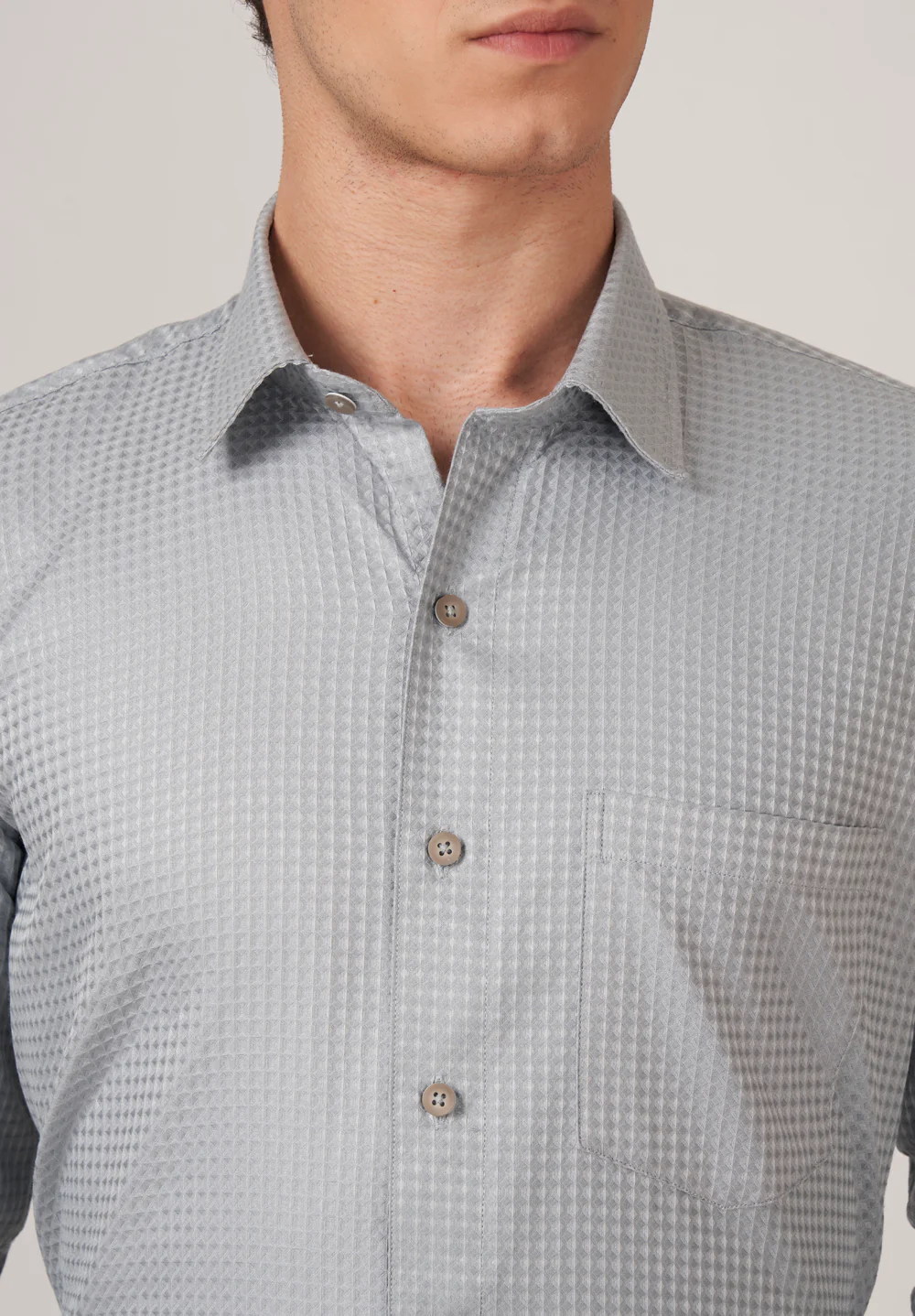 Men Grey Regular Fit Formal Shirt - Image 4