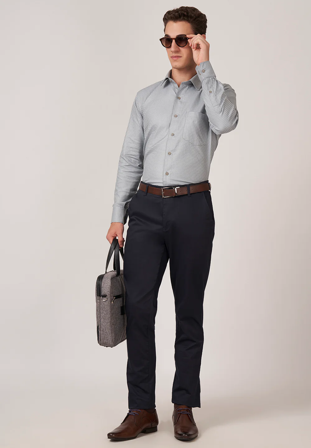 Men Grey Regular Fit Formal Shirt - Image 5