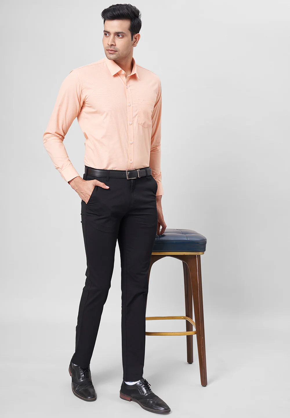 Men Orange Slim Fit Formal Shirt - Image 4