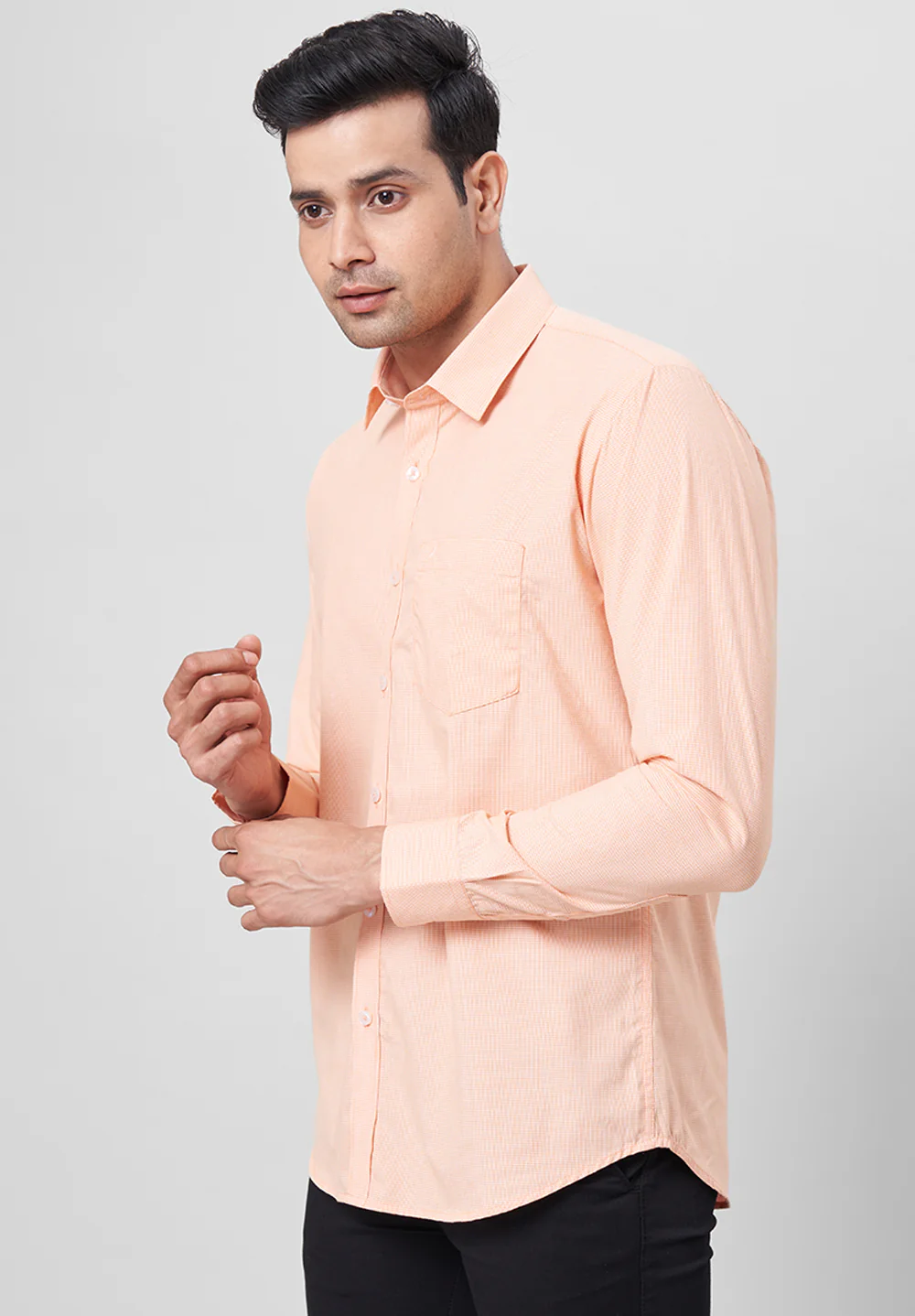 Men Orange Slim Fit Formal Shirt - Image 5