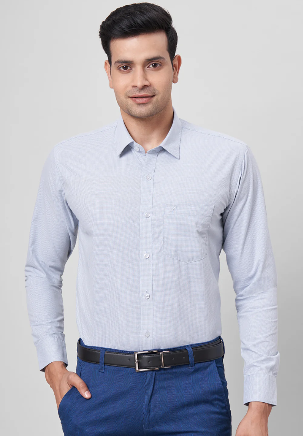 Men Grey Slim Fit Formal Shirt