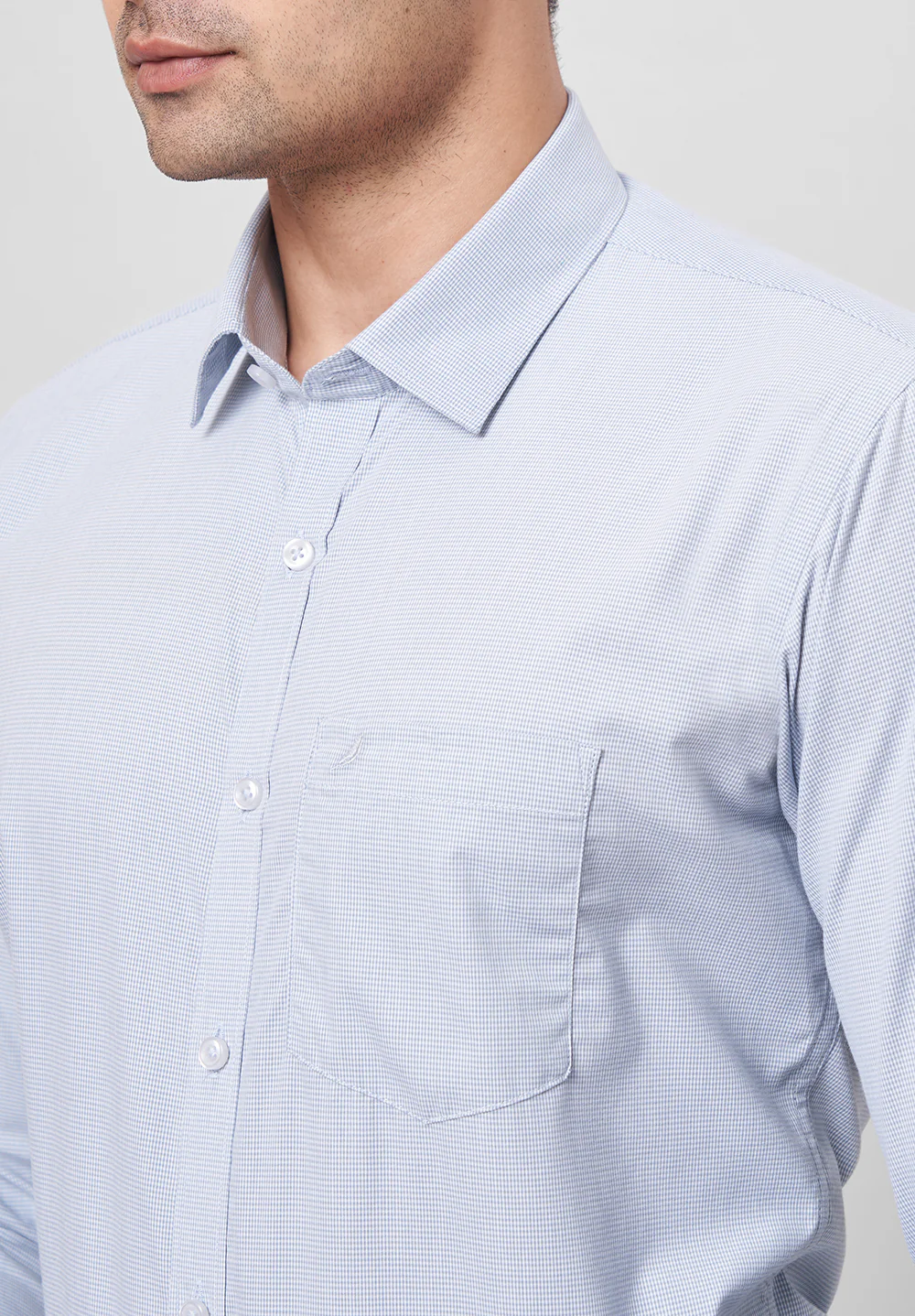 Men Grey Slim Fit Formal Shirt - Image 3