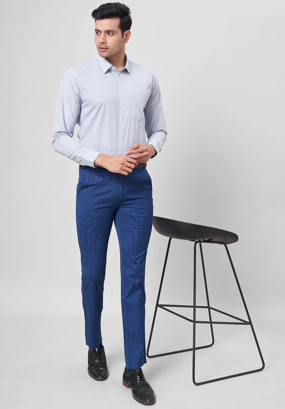 Men Grey Slim Fit Formal Shirt - Image 4