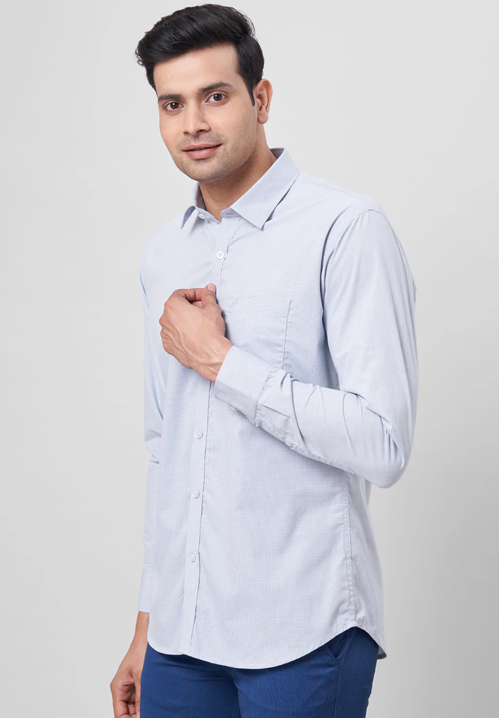 Men Grey Slim Fit Formal Shirt - Image 5