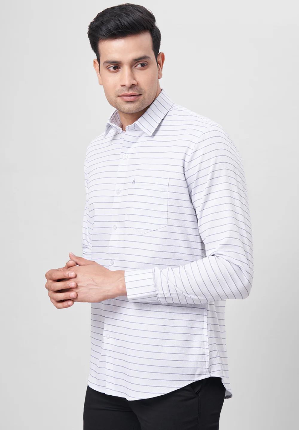 Men Grey Slim Fit Formal Shirt - Image 4