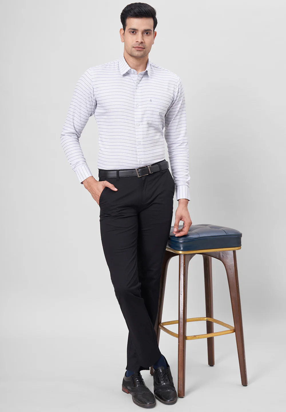 Men Grey Slim Fit Formal Shirt - Image 5