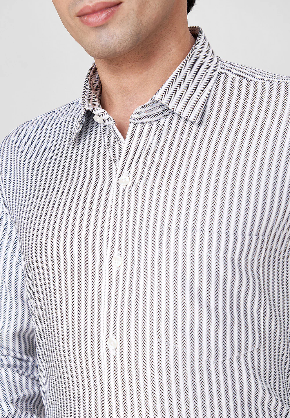 Men Grey Slim Fit Formal Shirt - Image 3
