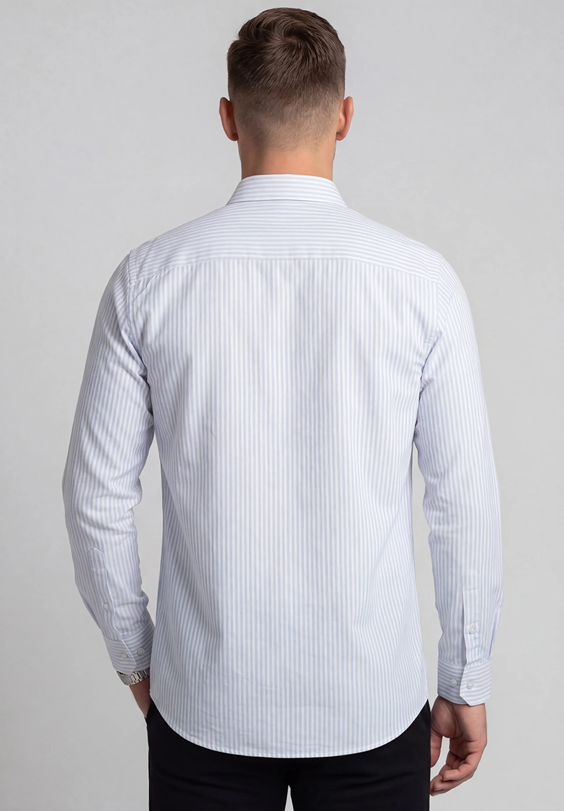 Men Light Blue Slim Fit Formal Shirt - Image 5