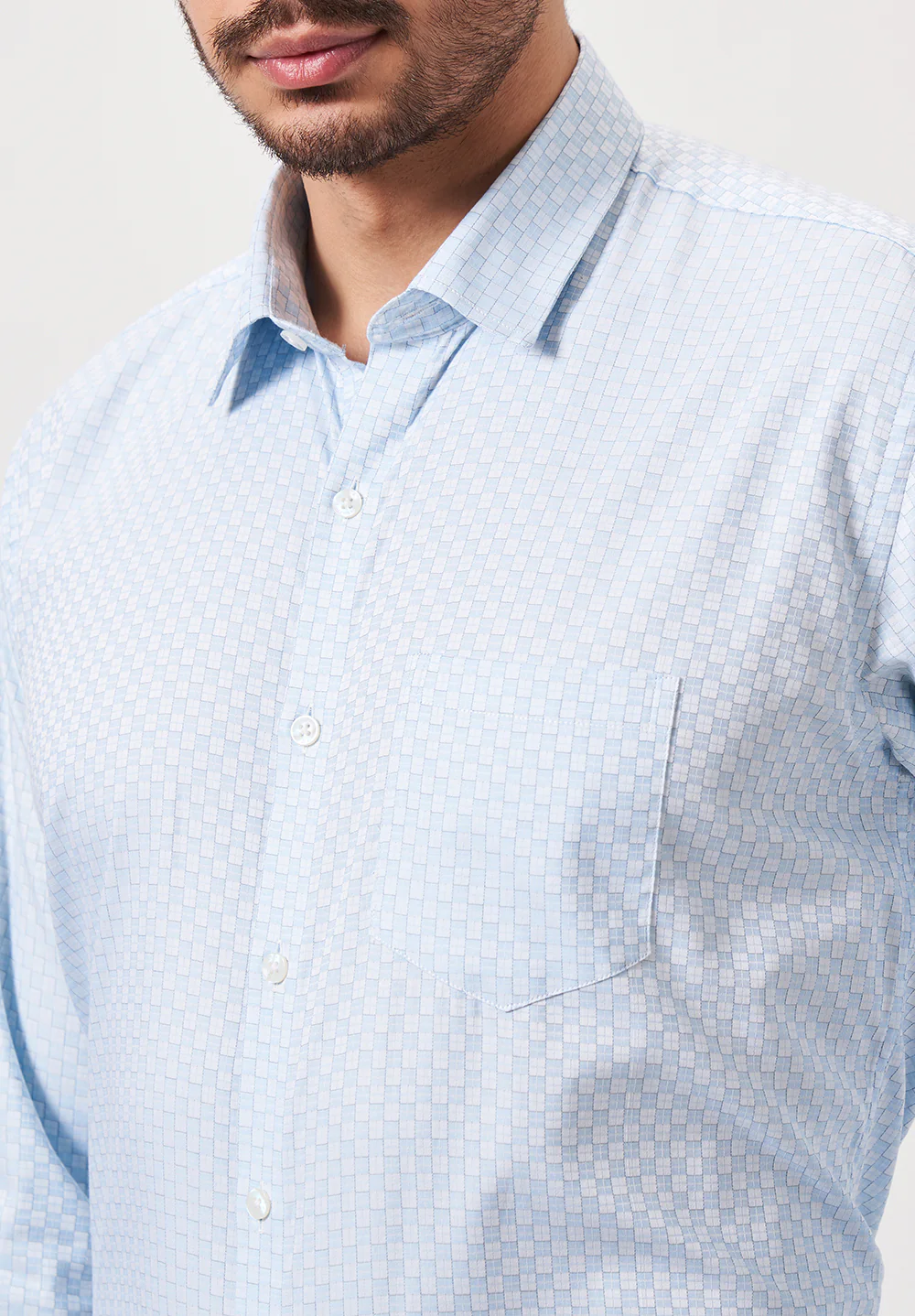 Men Blue Slim Fit Formal Shirt - Image 3