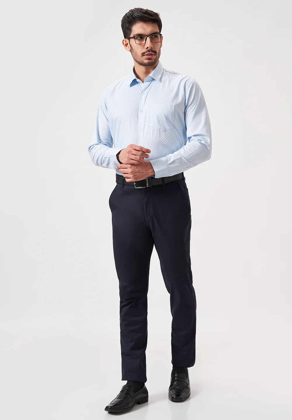Men Blue Slim Fit Formal Shirt - Image 5
