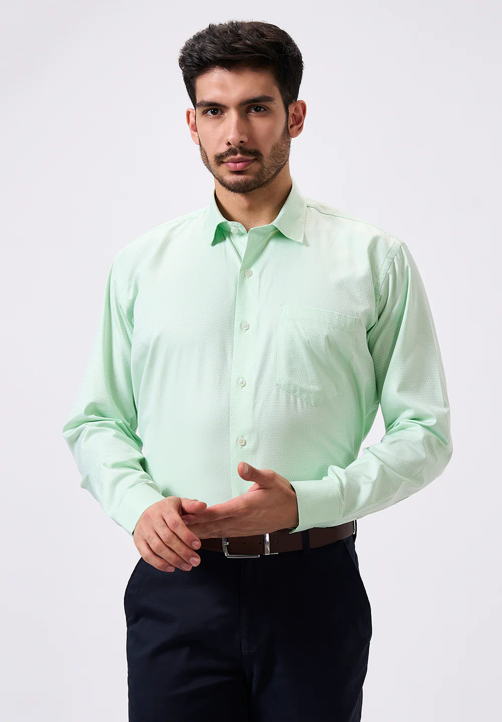 Men Green Regular Fit Formal Shirt