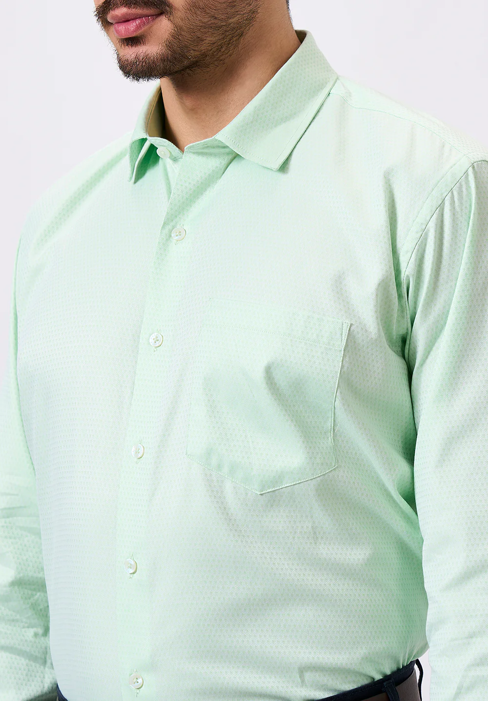 Men Green Regular Fit Formal Shirt - Image 3