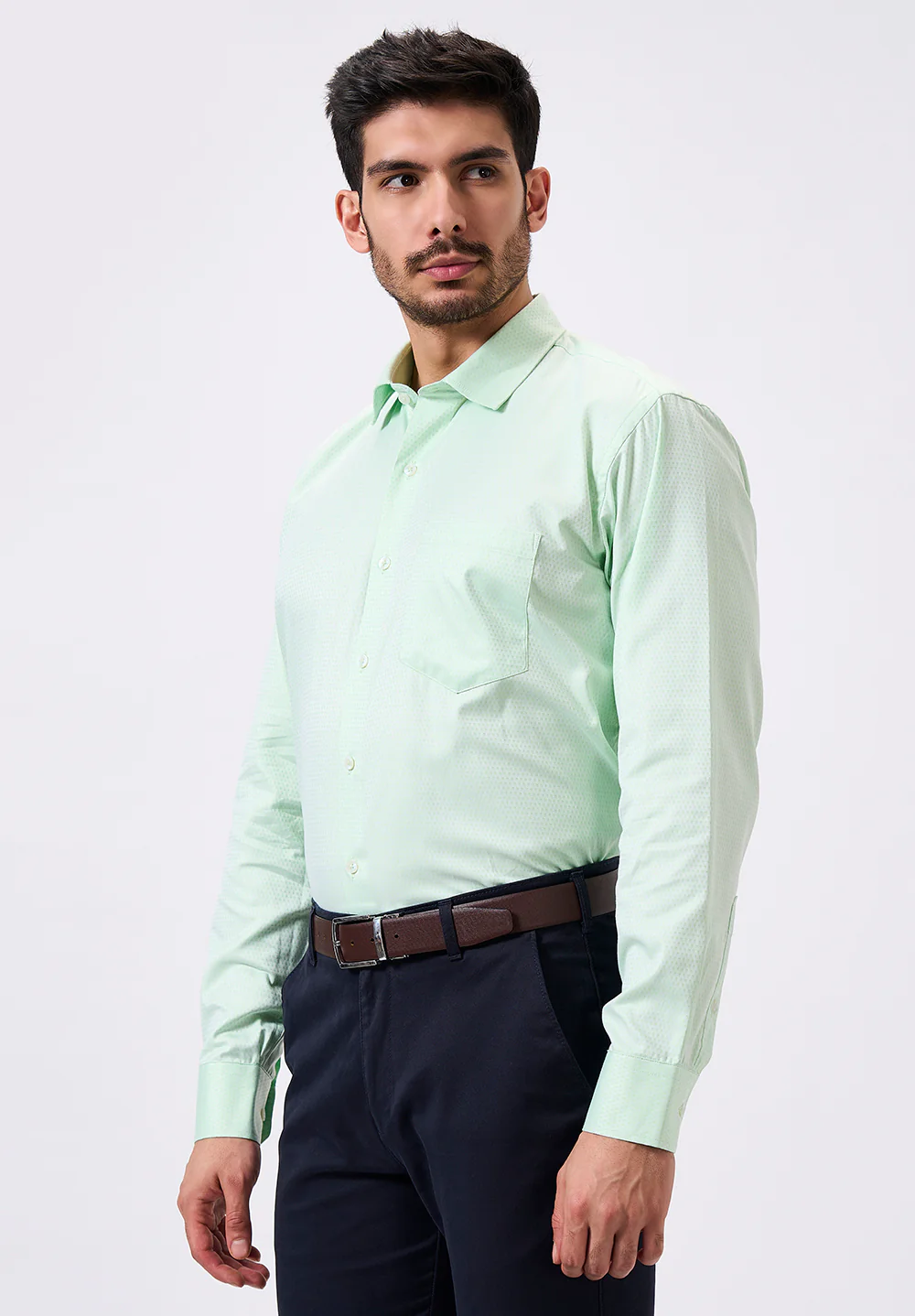 Men Green Regular Fit Formal Shirt - Image 4